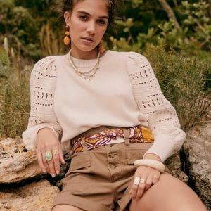 Sézane crochet sleeve sweater. Used a few times, but excellent condition. SZ S.